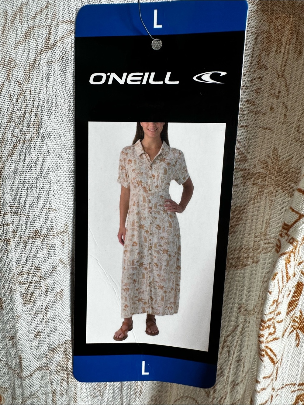 O'Neill White Maxi Summer Dress with Tan Floral Print - Picture 7 of 13